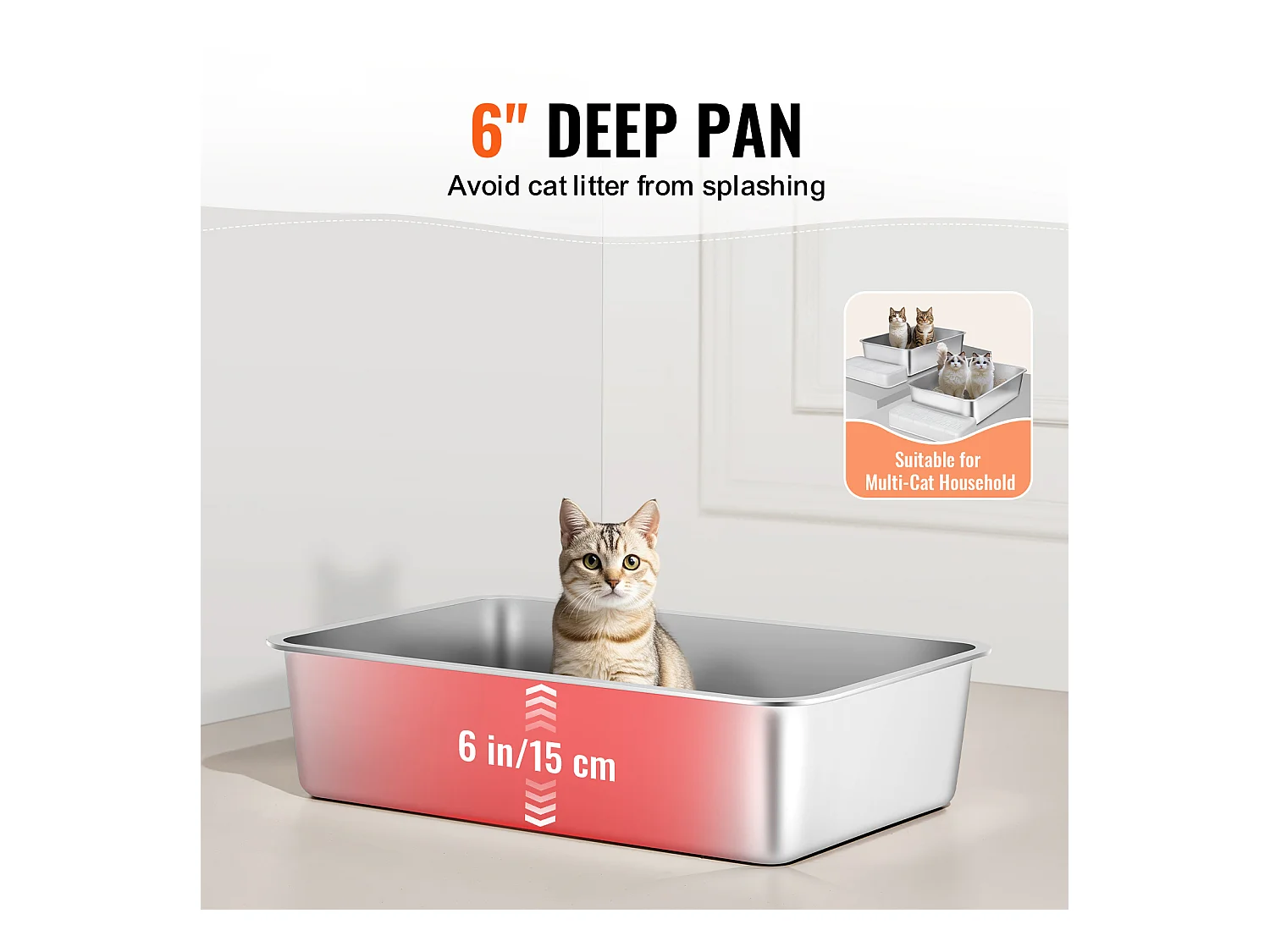Toilette pour Chat, SucceBuy Bac à Litière pour Chat XL sans Odeur avec Pied Filtrant 15 cm de Profondeur