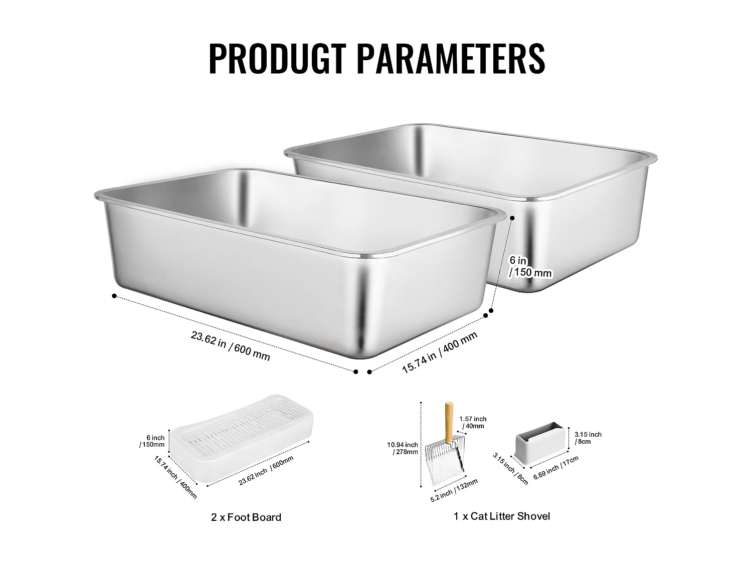 Toilette pour Chat, SucceBuy Bac à Litière pour Chat XL sans Odeur avec Pied Filtrant 15 cm de Profondeur