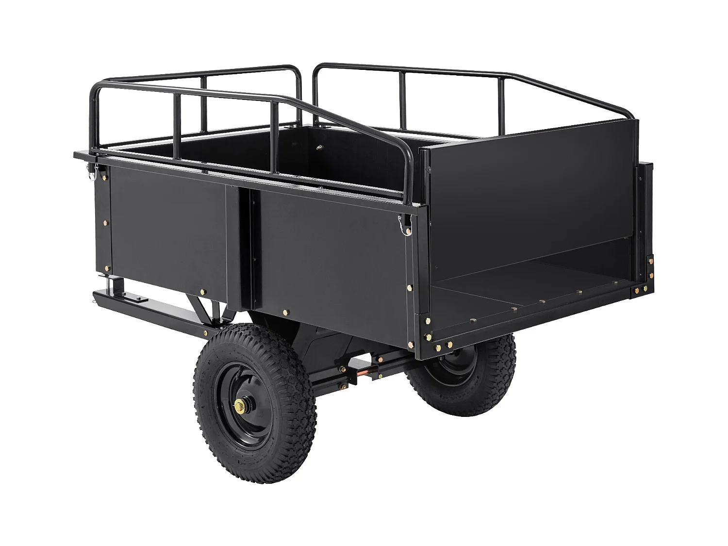 Chariot à Benne Basculante en Acier SucceBuy, Capacité de Charge 340 kg, 0.42 m3, pour Tracteur, Tondeuse à Gazon, VTT