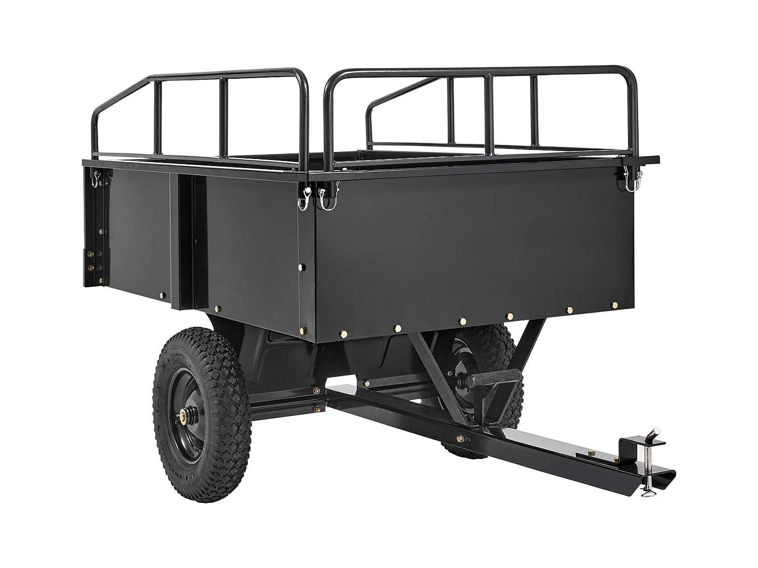 Chariot à Benne Basculante en Acier SucceBuy, Capacité de Charge 340 kg, 0.42 m3, pour Tracteur, Tondeuse à Gazon, VTT