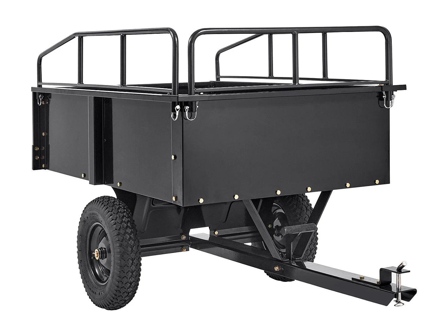 Chariot à Benne Basculante en Acier SucceBuy, Capacité de Charge 340 kg, 0.42 m3, pour Tracteur, Tondeuse à Gazon