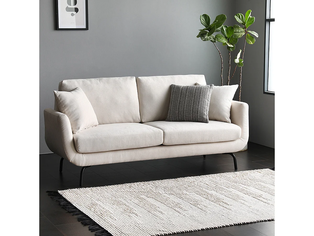 Canapé 3 places en tissu beige KALIX