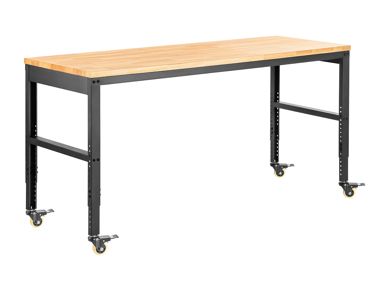 Établi Réglable SucceBuy, 155x51x105 cm, Hauteur Réglable 80-105 cm, avec 4 Roulettes pour Réparation Bricolage