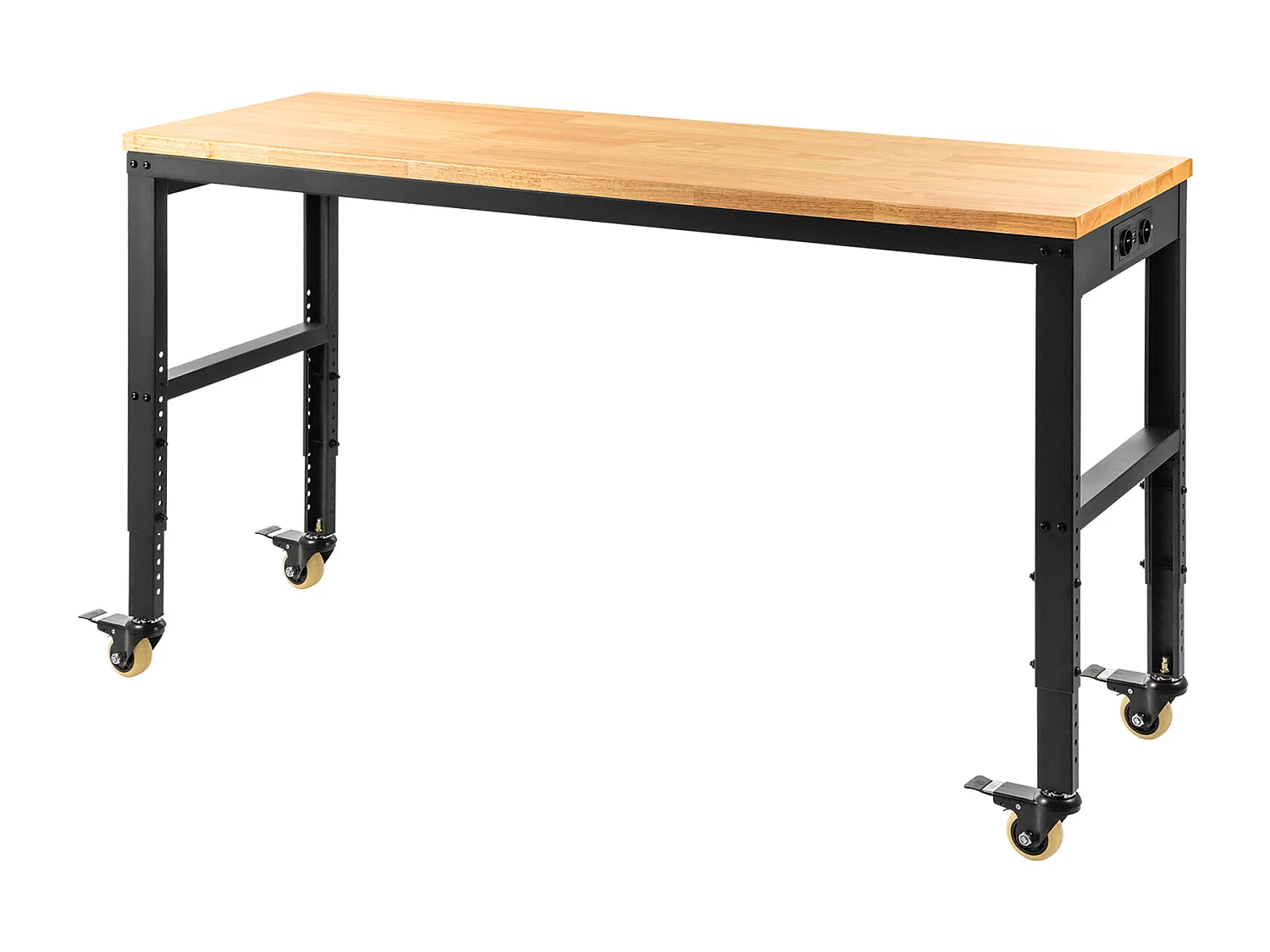 Établi Réglable SucceBuy, 155x51x105 cm, Hauteur Réglable 80-105 cm, avec 4 Roulettes pour Réparation Bricolage