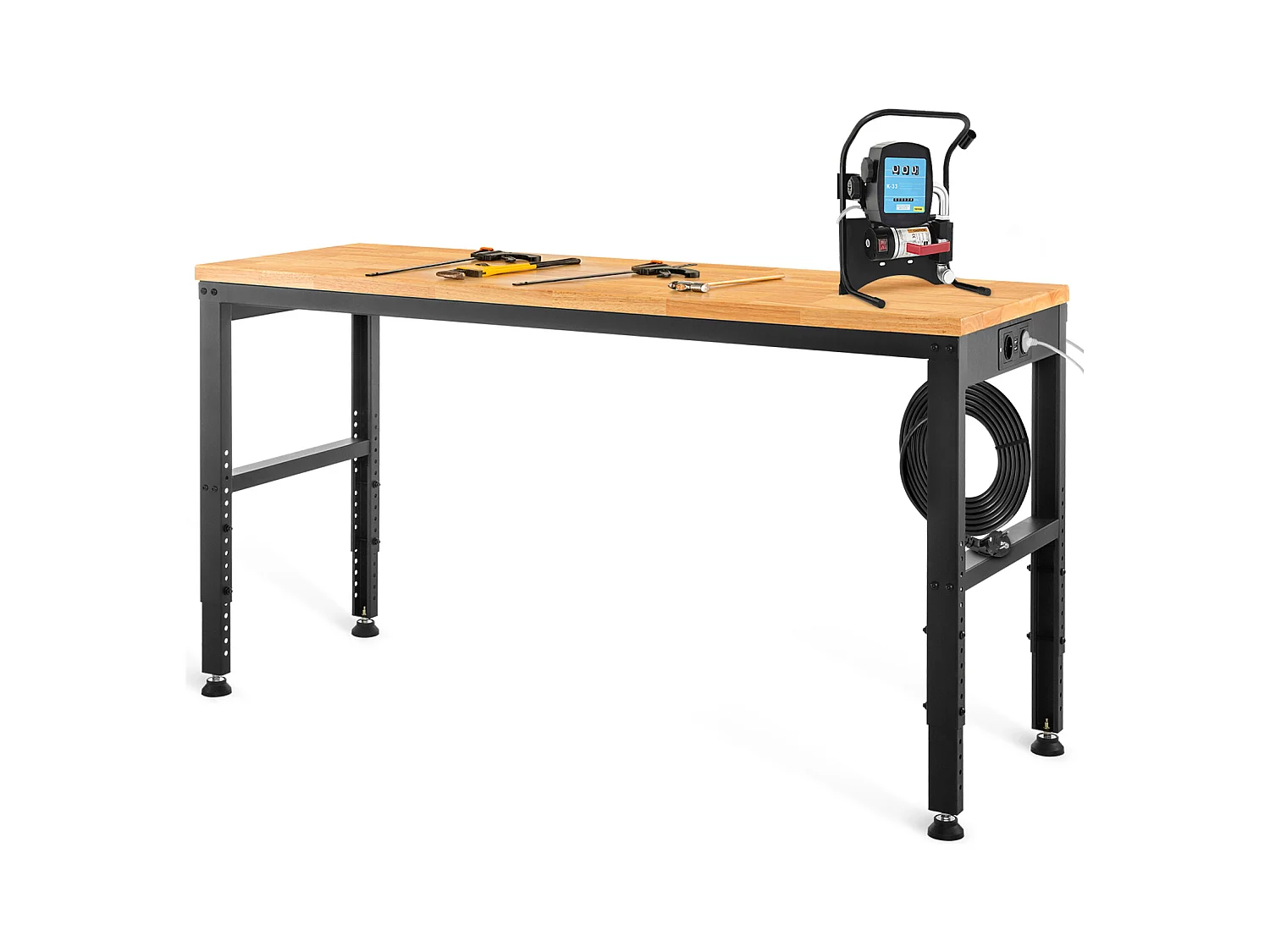 Banco de Trabajo Ajustable en Altura SucceBuy 183x64x97cm, Mesa de Trabajo con Tomacorrientes