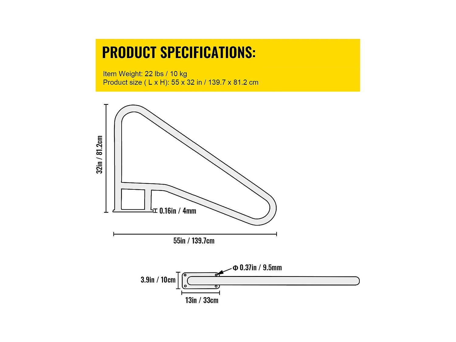 Rampe de Piscine SucceBuy 55 x 32 Po en Acier Inoxydable avec Revêtement Antidérapant