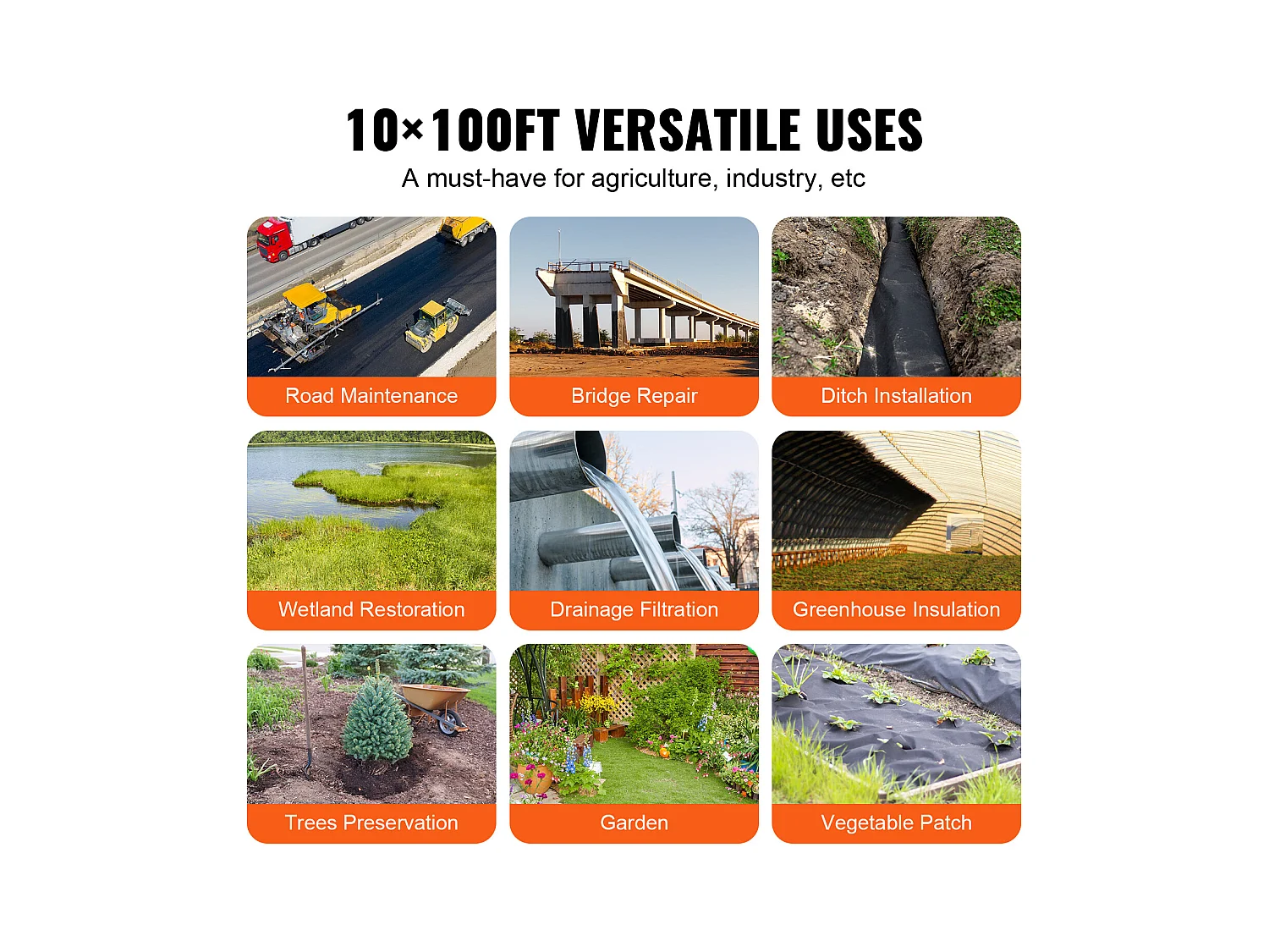 Toile de Paillage, SucceBuy Tissu Géotextile Non Tissé 3 x 30.5 m, Couverture de sol Anti-mauvaises Herbes Robuste pour Allées, Paysages, Drains Français, Noir