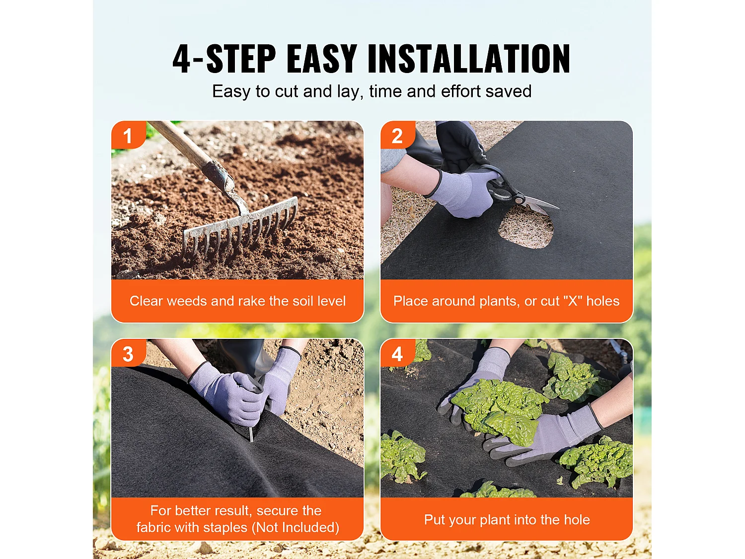 SucceBuy Geowłóknina włókninowa, 3,28 x 164 stóp, 4,43 uncji, tkanina do zwalczania chwastów