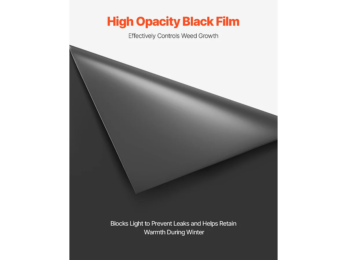 Toile de Paillage, SucceBuy Rouleau de Bâche en Plastique 4 Mil,0,91  × 15,24m, Polyéthylène Noir Très Résistant