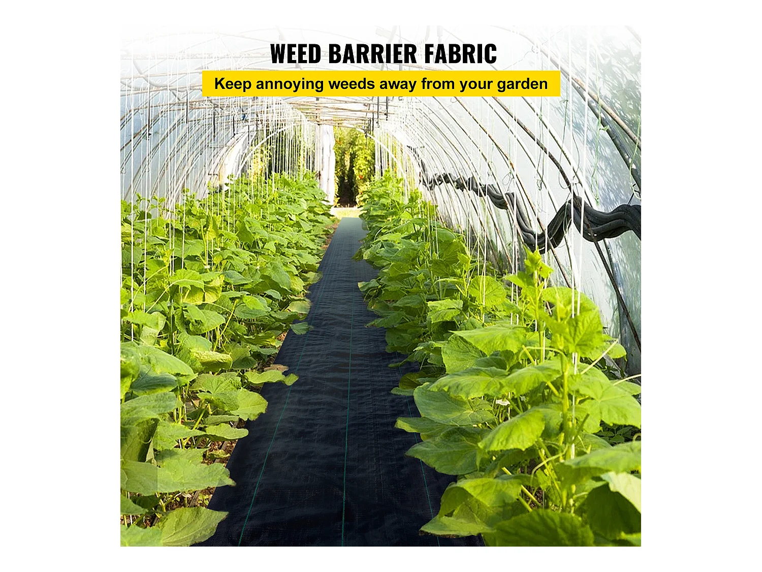 Toile de Paillage，SucceBuy 91.44 x 1.83 m Barrière Anti-mauvaises Herbes , Couvre-sol Tissé en PP Robuste