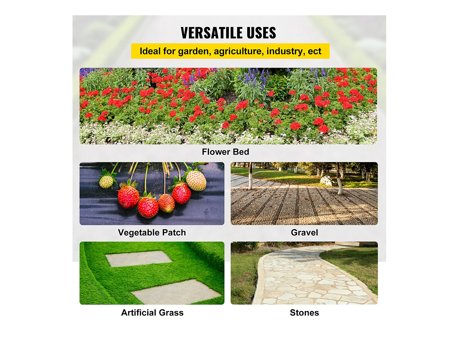 Toile de Paillage，SucceBuy 91.44 x 1.83 m Barrière Anti-mauvaises Herbes , Couvre-sol Tissé en PP Robuste