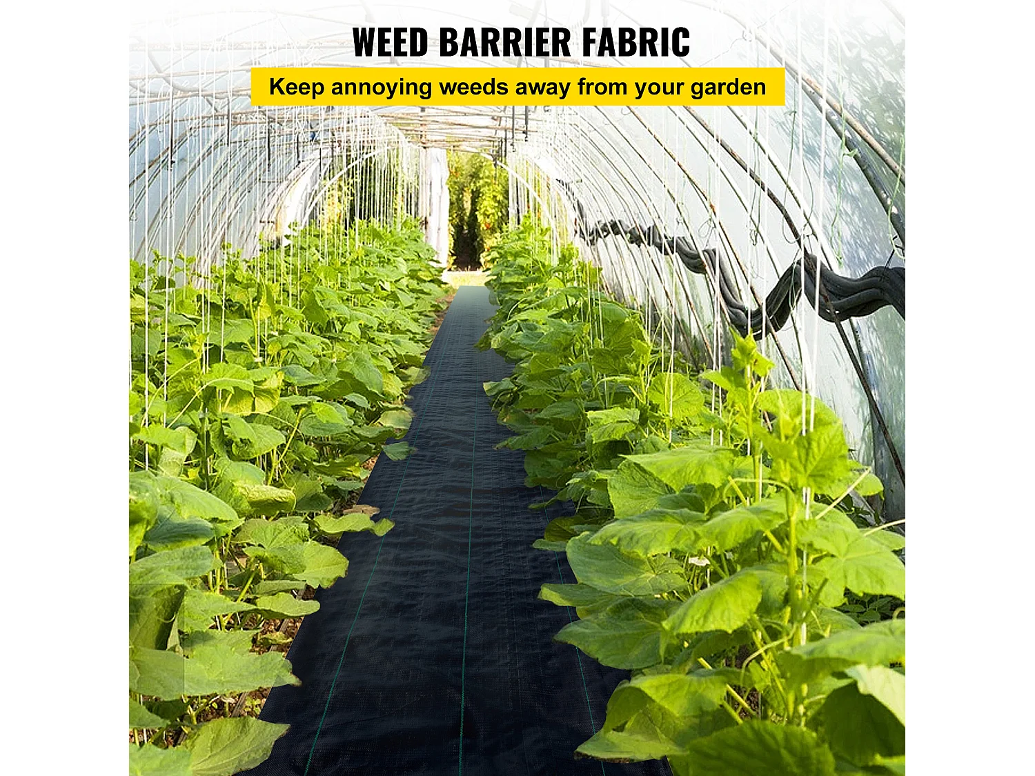 Toile de Paillage，SucceBuy 91.44 x 1.83 m Barrière Anti-mauvaises Herbes , Couvre-sol Tissé en PP Robuste