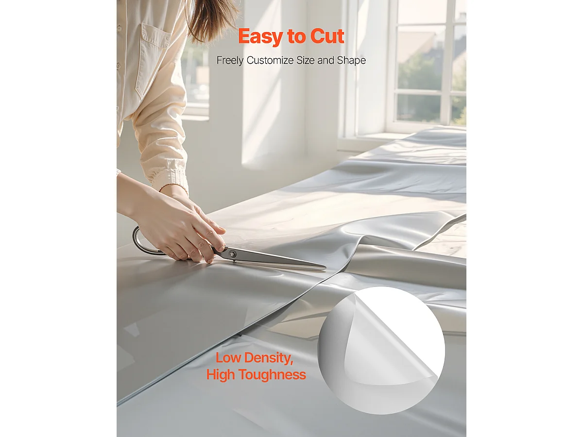 Rouleau de Feuille de Plastique SucceBuy 8 Mil 2 x 50 m en Polyéthylène Robuste Gris