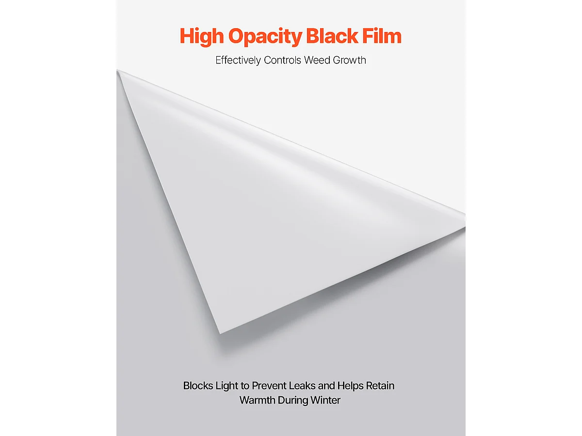 Rouleau de Feuille de Plastique SucceBuy 8 Mil 2 x 50 m en Polyéthylène Robuste Gris