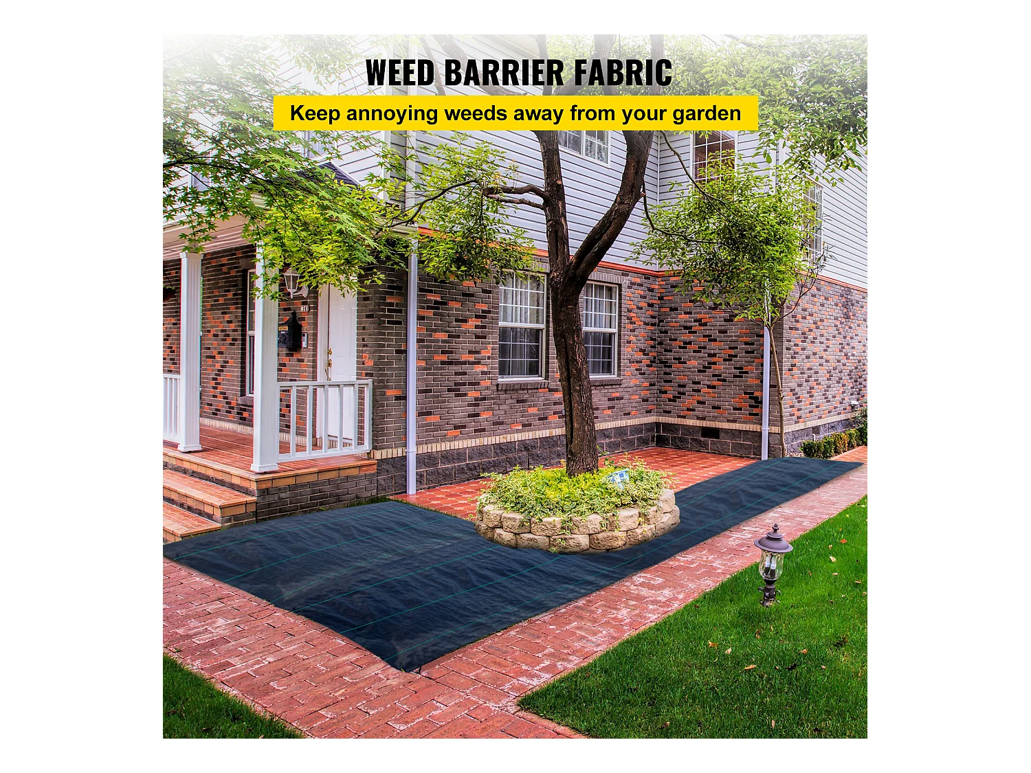 Toile de Paillage，SucceBuy 91.4 x 2 m Barrière Anti-mauvaises Herbes Robuste, 20.9kg, Couvre-sol Tissé Pour Paysage