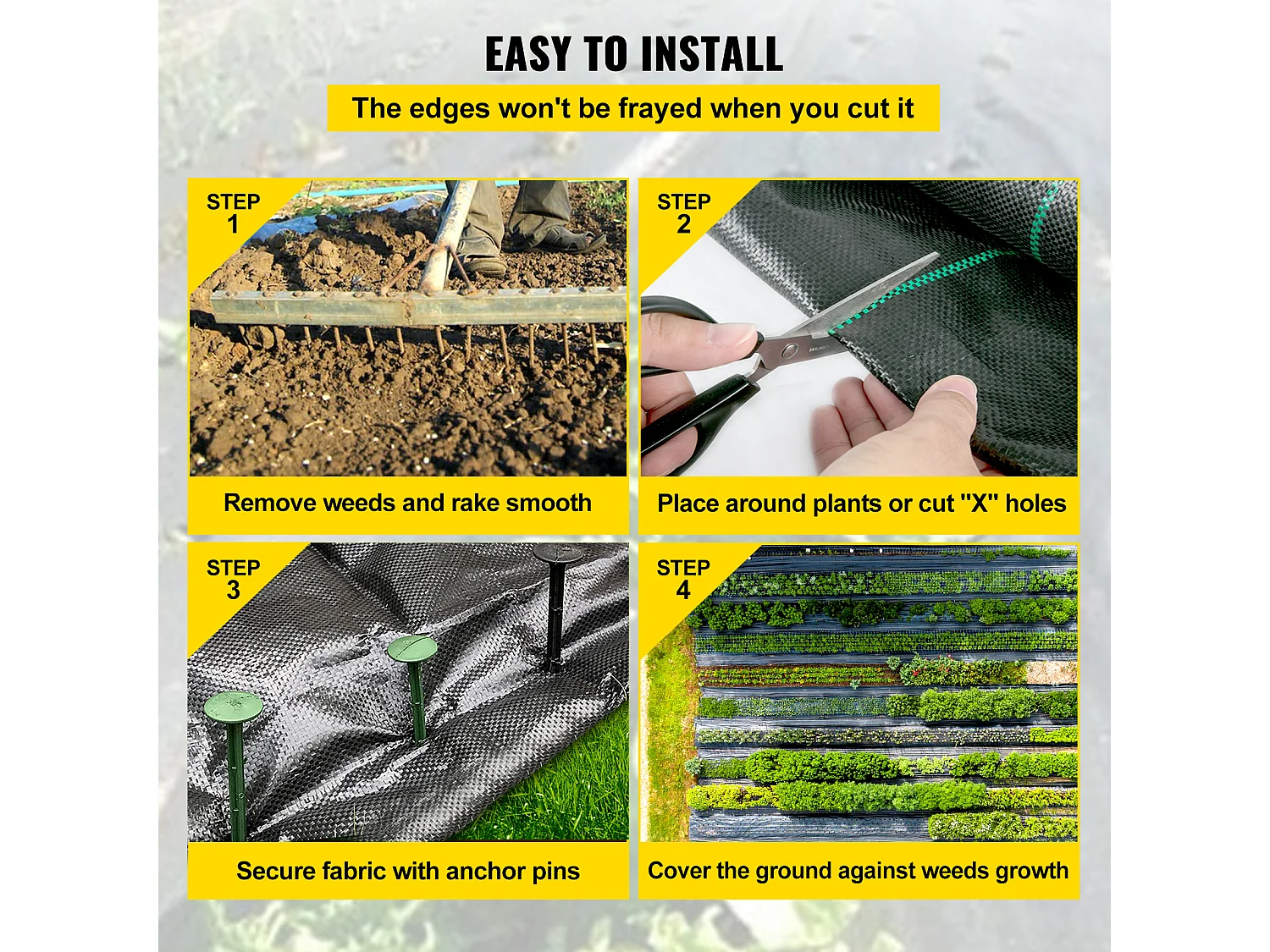 Onkruidwerende Stof, SucceBuy 6,5 x 300 ft Zware Onkruidwerende Stof, 3,0 oz, Geweven Bodembedekker voor Landschapsarchitectuur