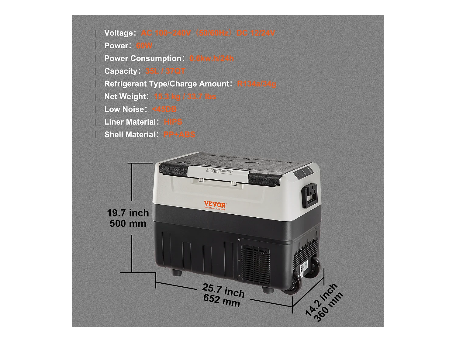 Réfrigérateur-Congélateur Portable SucceBuy 35L, Réfrigérateur de Voiture Portable 12/24 V, pour Camion Bateau Camping