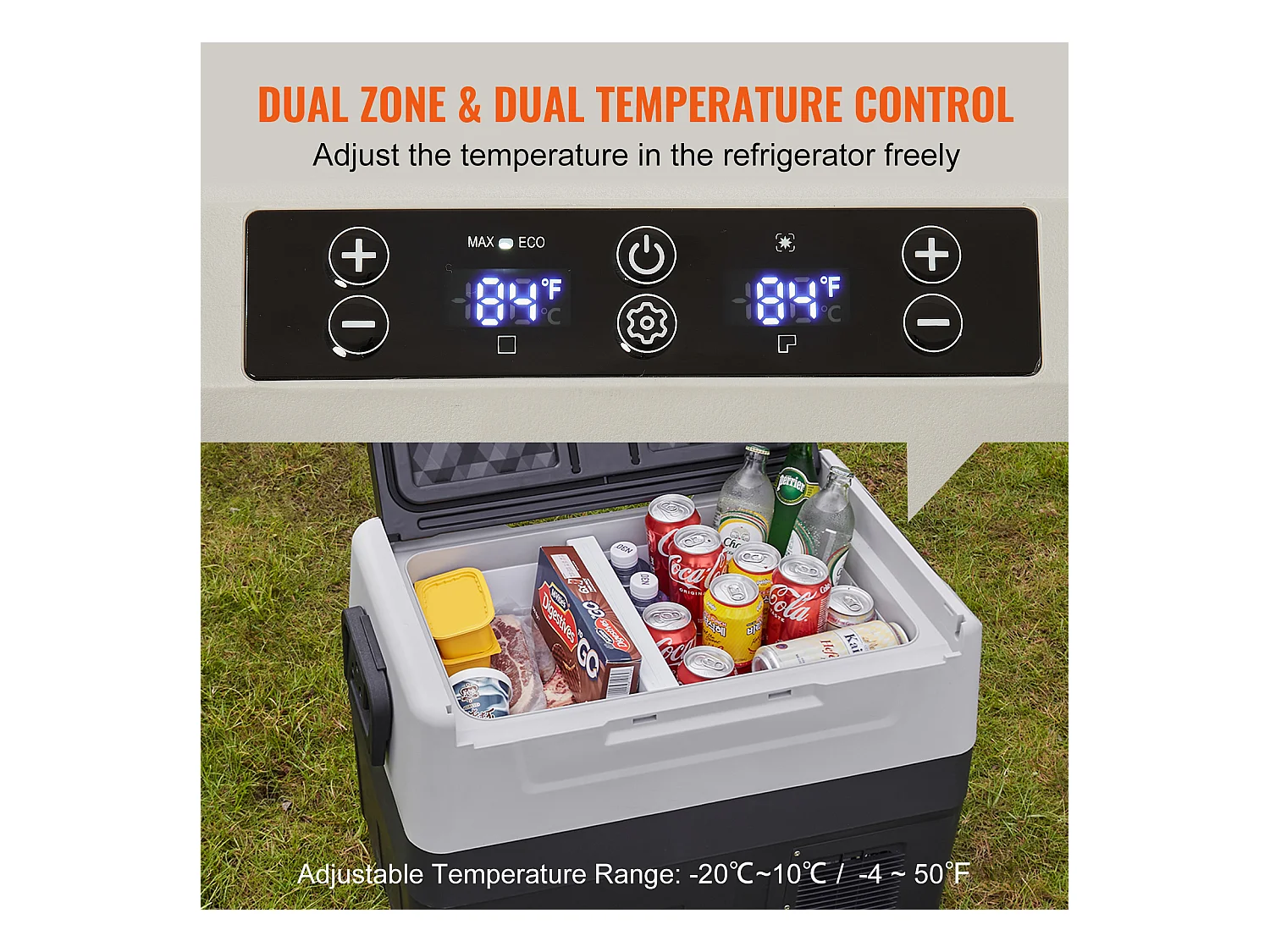 Réfrigérateur-Congélateur Portable SucceBuy 45L, 0,6 kW.h, 12/24 V, Double Zone, pour Camion Bateau Camping