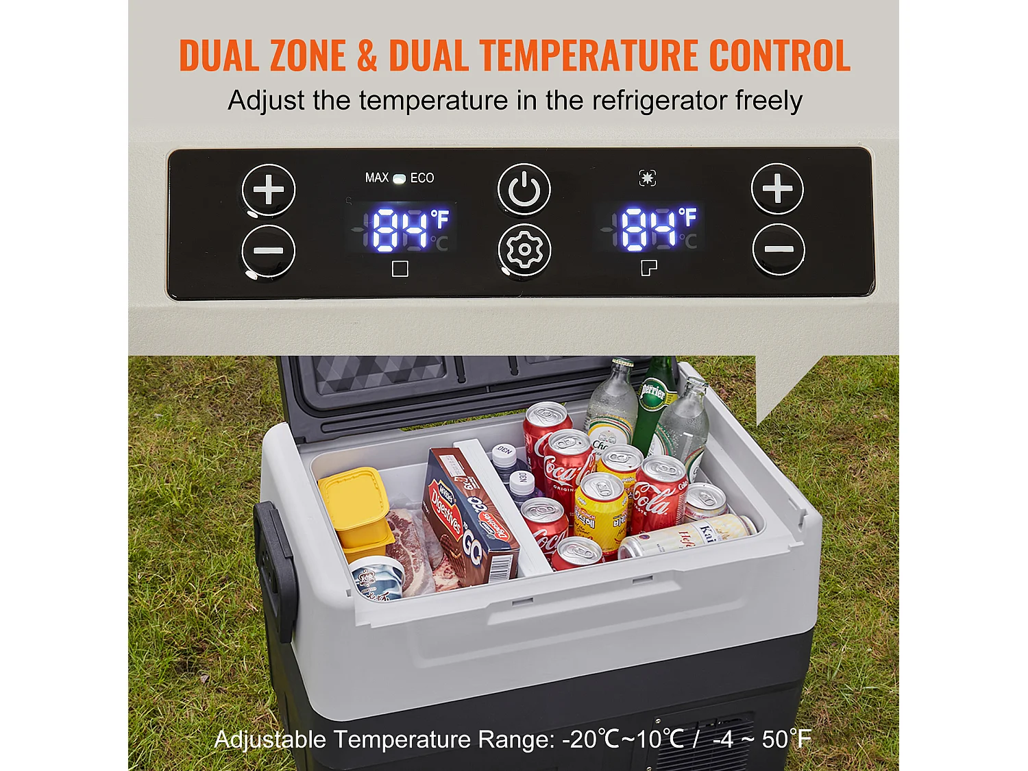 Réfrigérateur-Congélateur Portable SucceBuy 45L, 0,6 kW.h, 12/24 V, Double Zone, pour Camion Bateau Camping