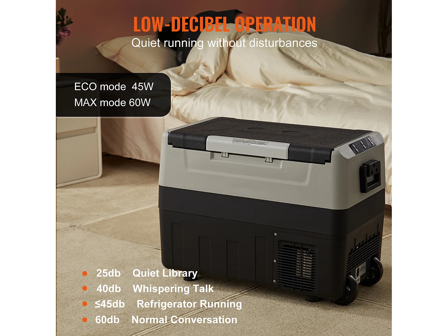 Réfrigérateur-Congélateur Portable SucceBuy 45L, 0,6 kW.h, 12/24 V, Double Zone, pour Camion Bateau Camping