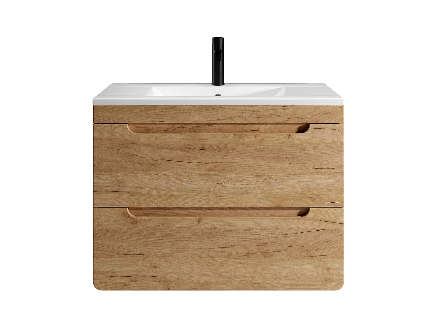 Meuble de salle de bain suspendu avec vasque à encastrer - Coloris naturel - 80 cm - ARUBA