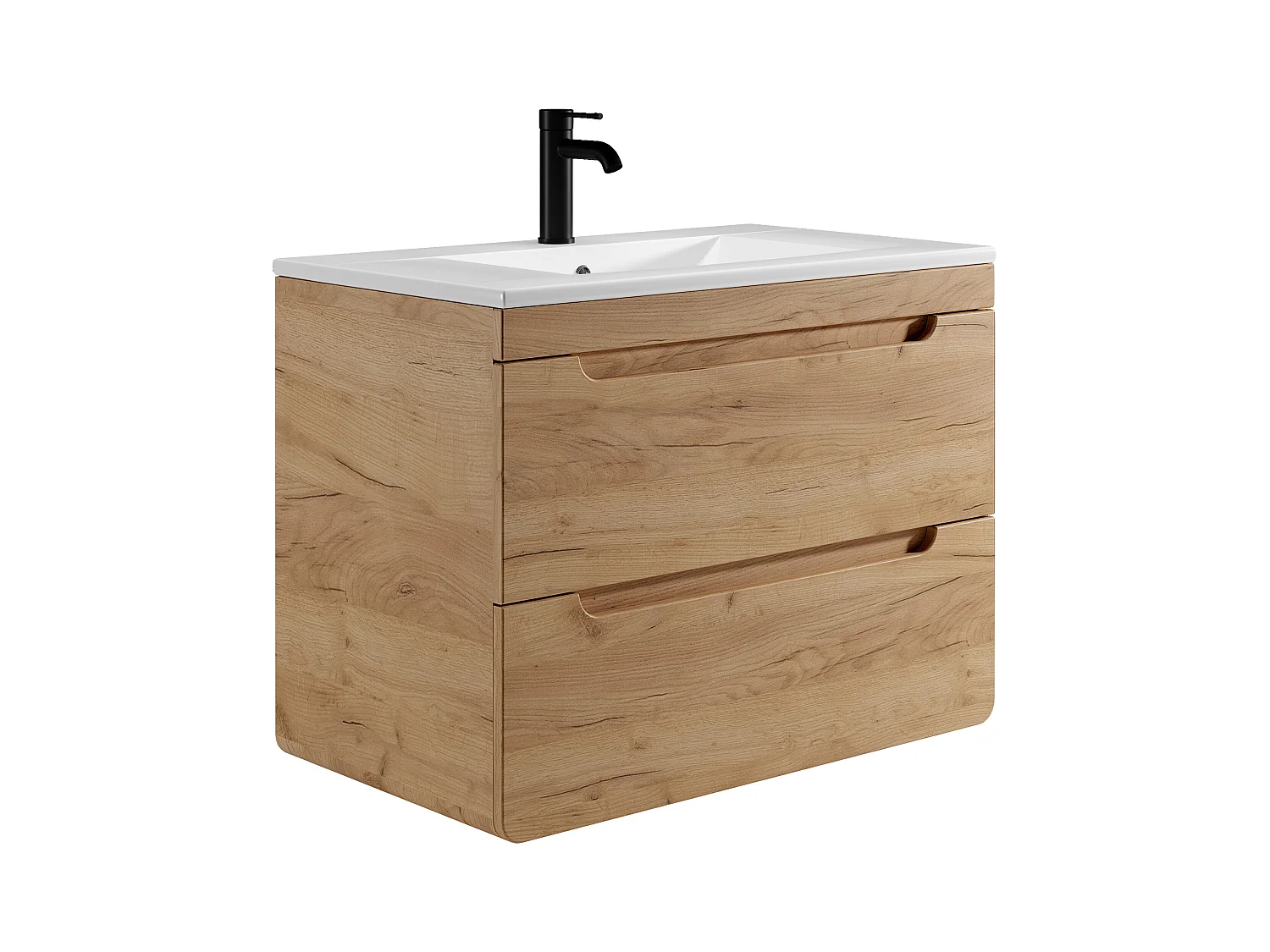 Meuble de salle de bain suspendu avec vasque à encastrer - Coloris naturel - 80 cm - ARUBA