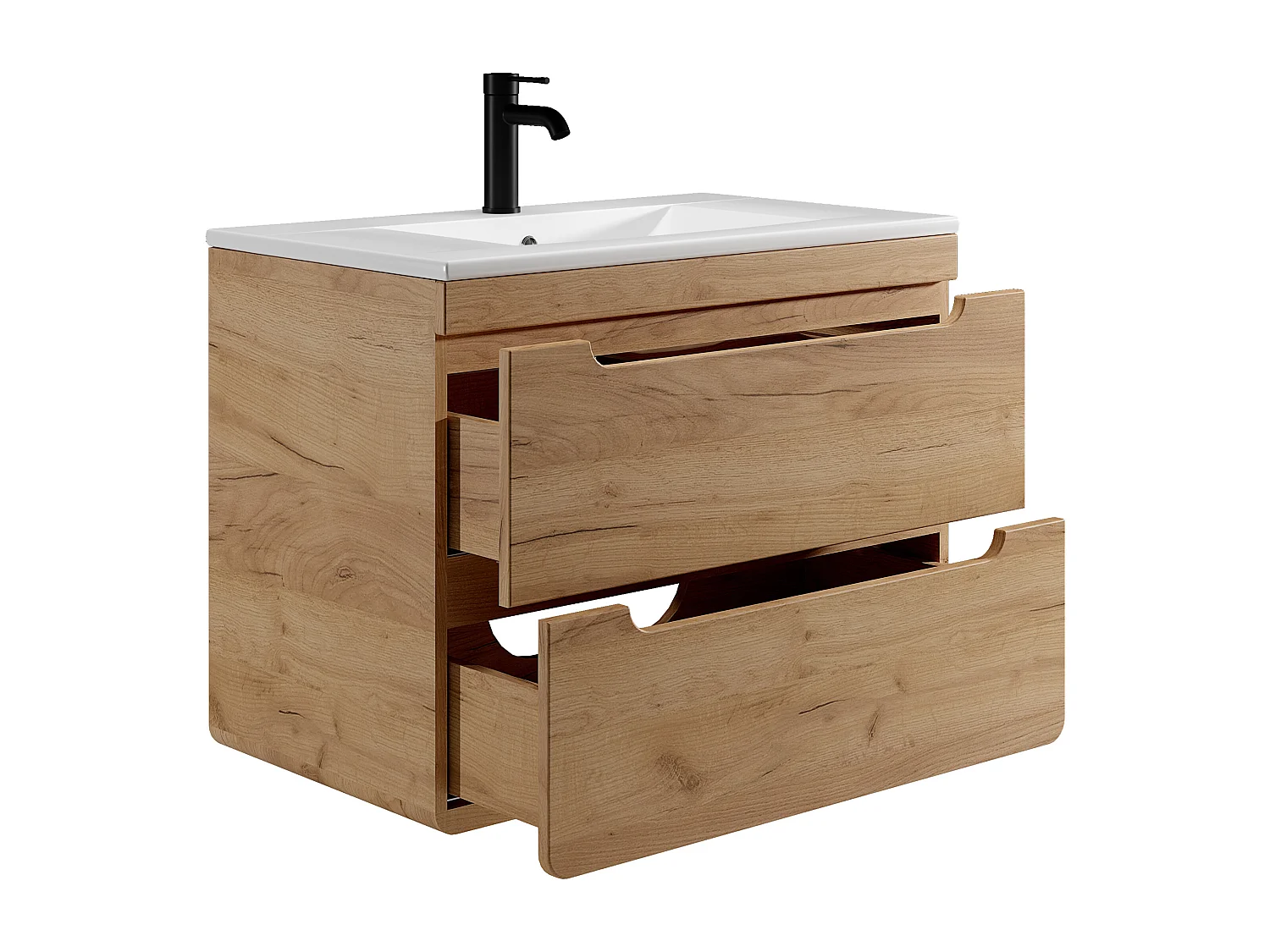 Móvel de casa de banho suspenso com lavatório de encastrar cor natural 80 cm - ARUBA