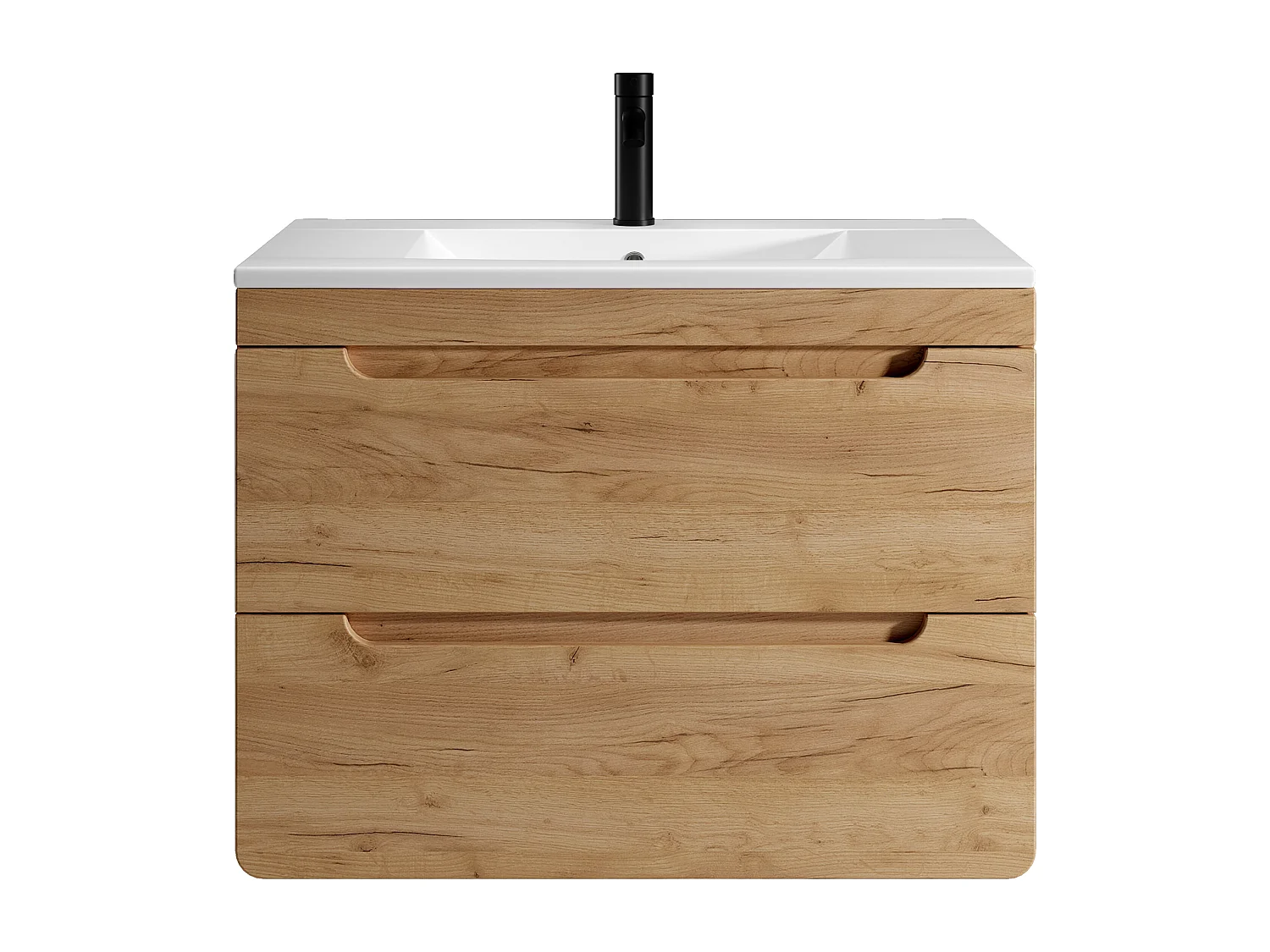 Móvel de casa de banho suspenso com lavatório de encastrar cor natural 80 cm - ARUBA