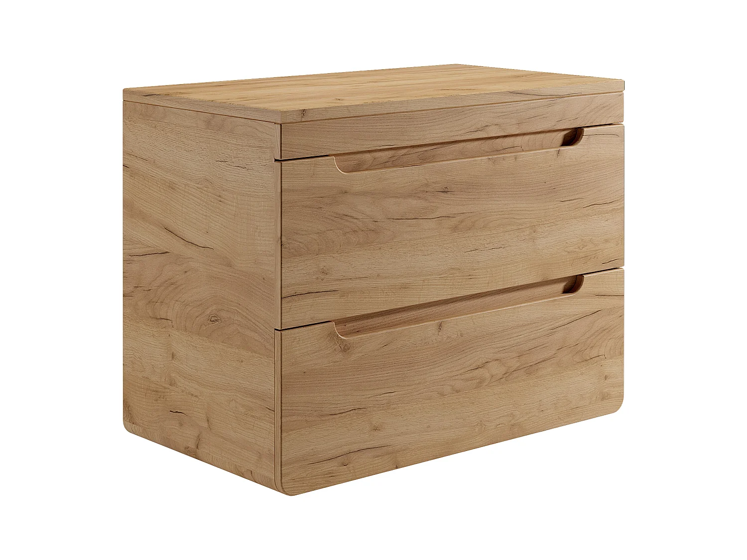 Hangmeubel voor badkamer met vierkante opbouwwastafel - Naturel - 80 cm - ARUBA