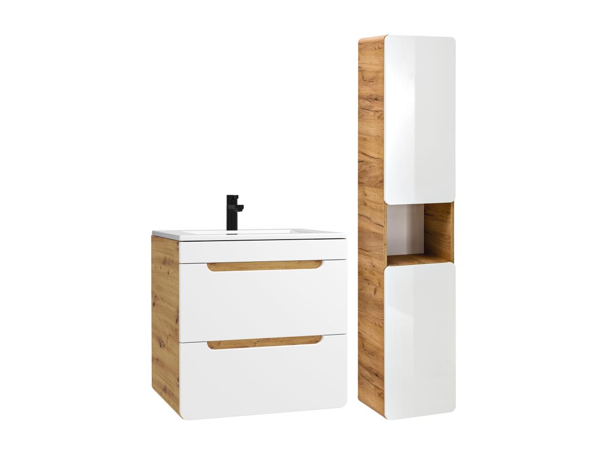 Waschbeckenunterschrank hängend mit Einbauwaschbecken & Badhochschrank - Ho günstig online kaufen