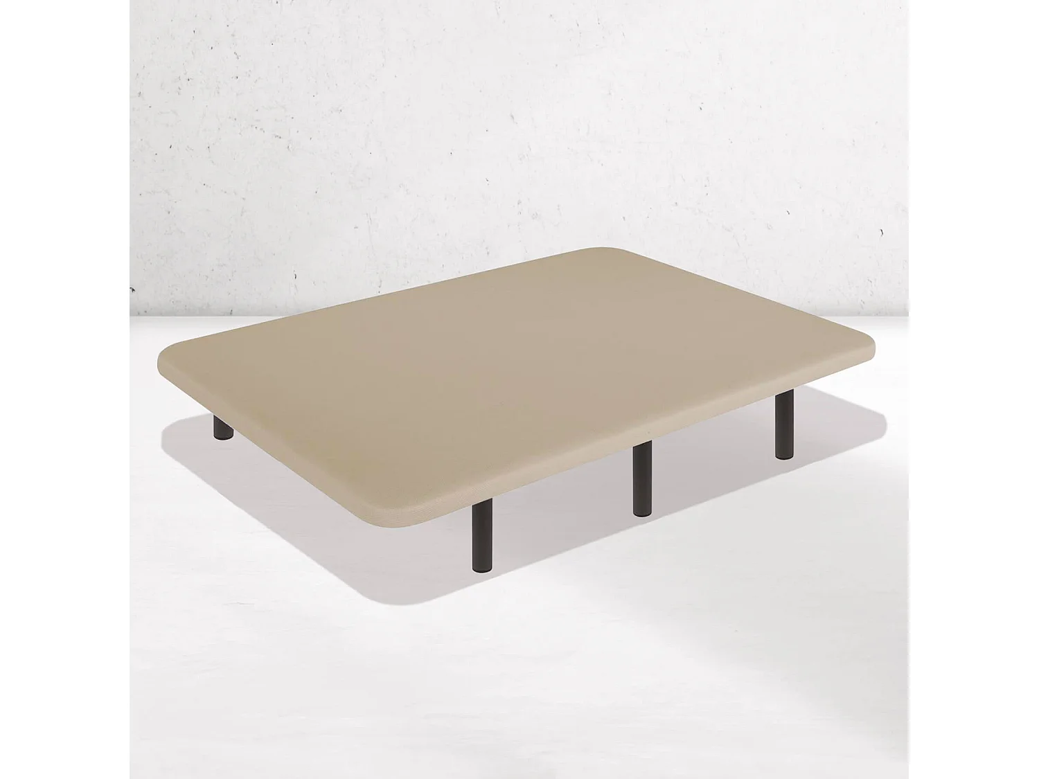 Base Tapizada Beige 90 x 190 cm, DreamNite, Tejido 3D Antideslizante, Estructura 30x40mm, 5 Barras Transversales, Con Patas 25cm