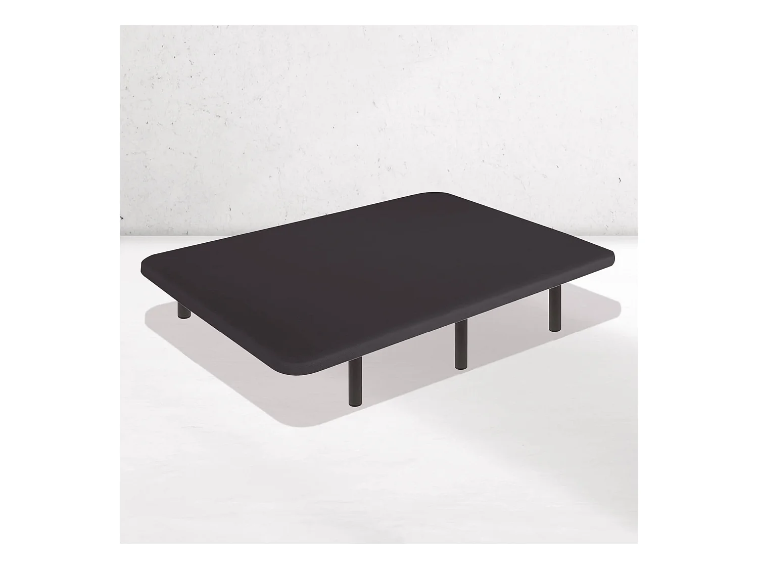 Base Tapizada Negra 150 x 190 cm, DreamNite, Tejido 3D Antideslizante, Estructura 30x40mm, 5 Barras Transversales, Con Patas 25cm