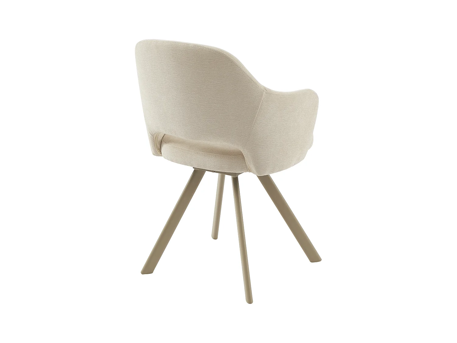 Lot de 2 chaises pivotantes en tissu tweed et métal beige - Crème - RASEMA
