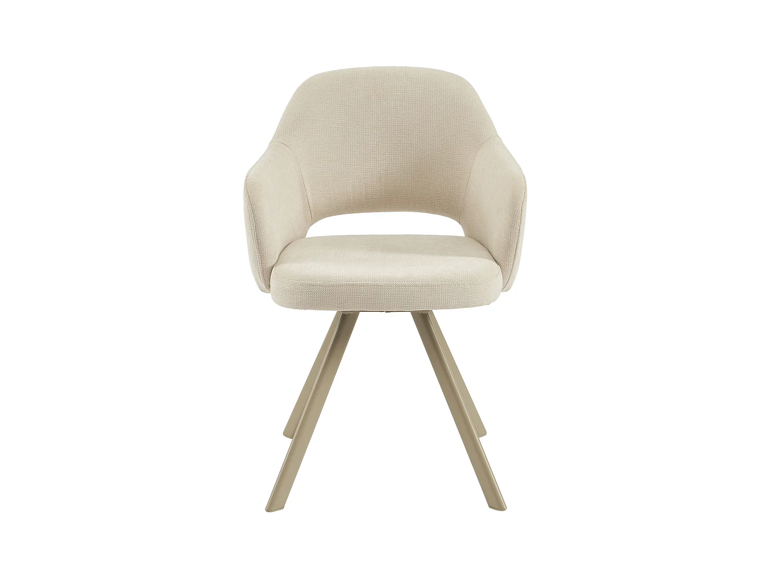 Lot de 2 chaises pivotantes en tissu tweed et métal beige - Crème - RASEMA