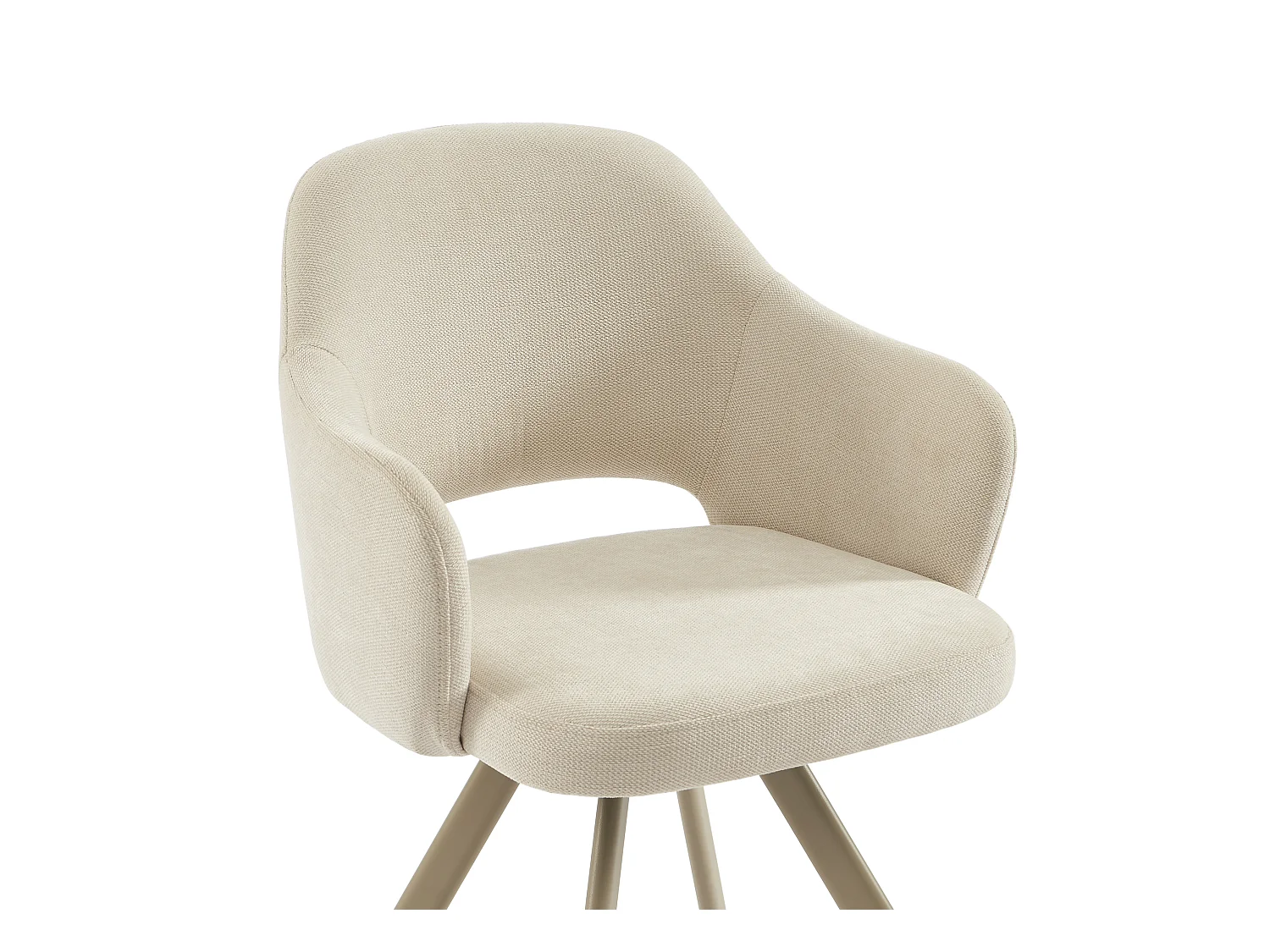 Lot de 2 chaises pivotantes en tissu tweed et métal beige - Crème - RASEMA