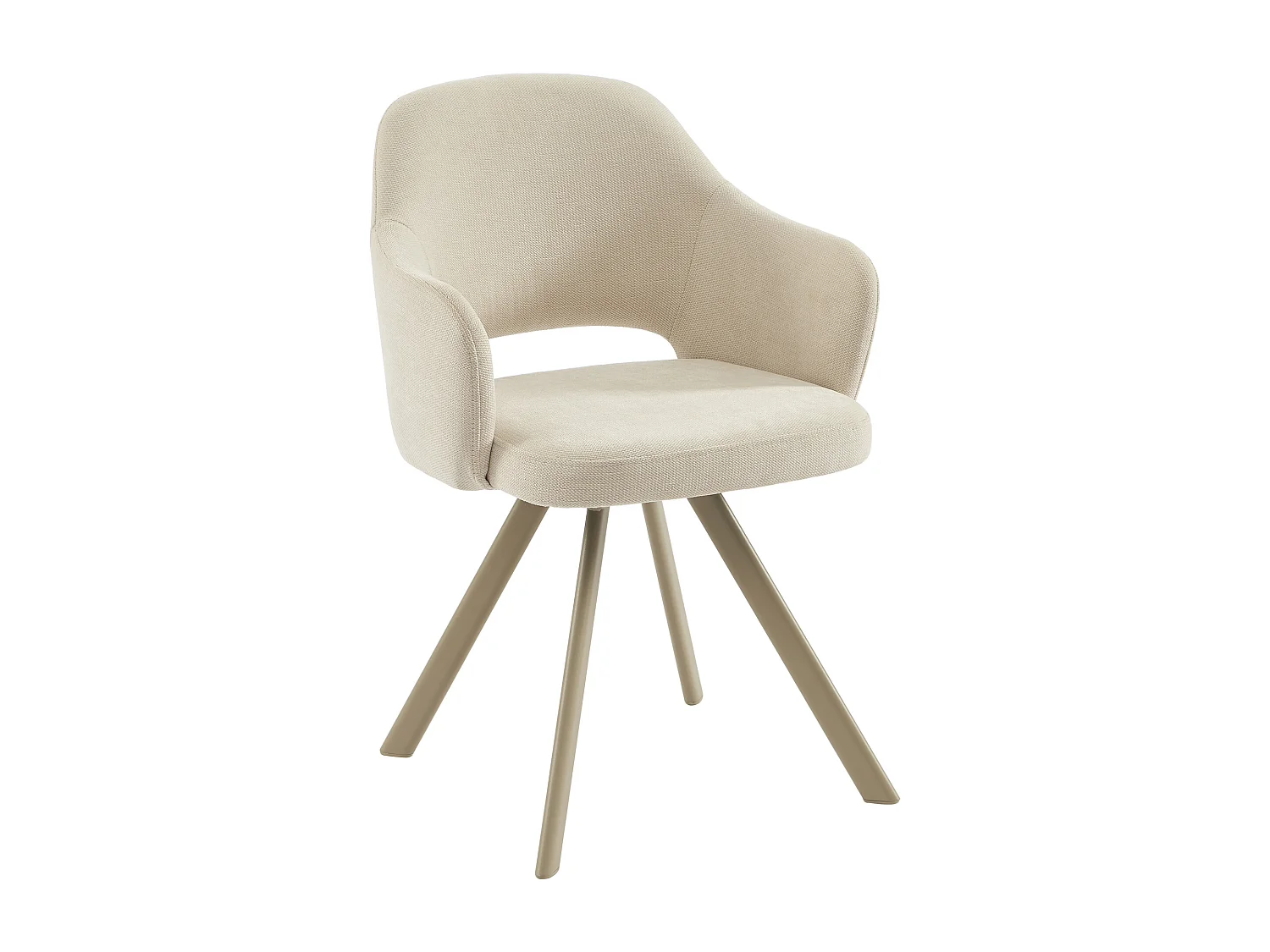Lot de 2 chaises pivotantes en tissu tweed et métal beige - Crème - RASEMA
