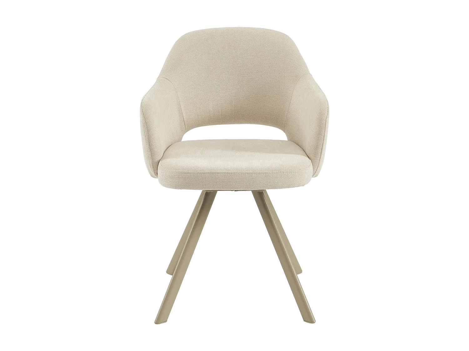 Lot de 2 chaises pivotantes en tissu tweed et métal beige - Crème - RASEMA