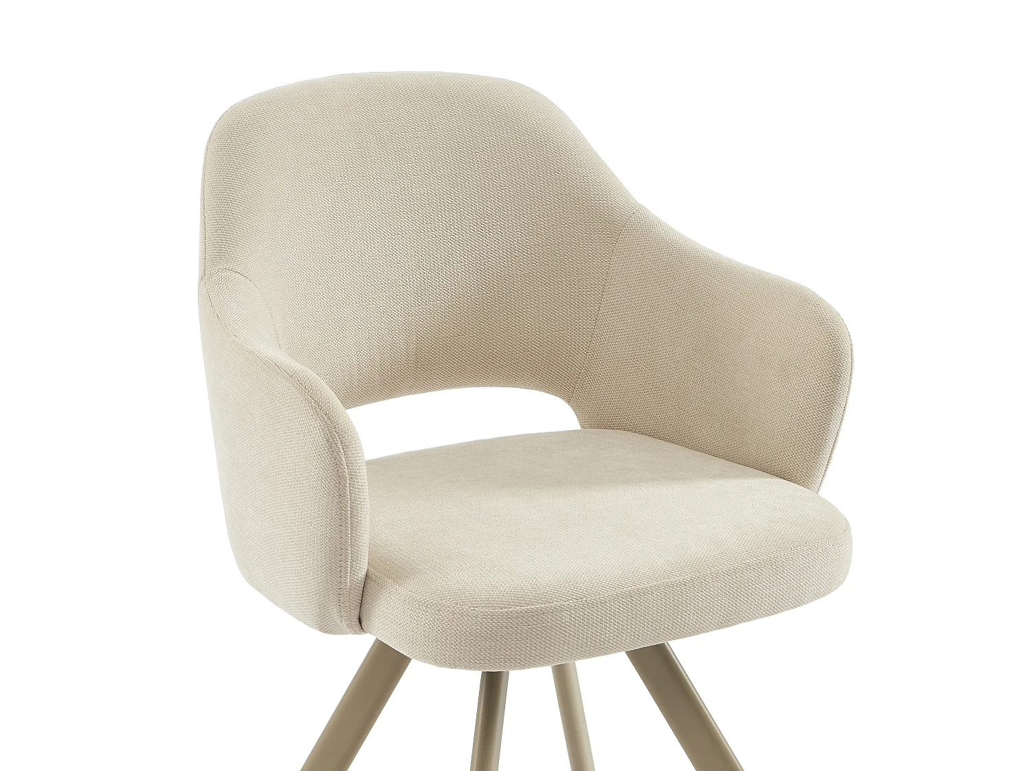 Lot de 2 chaises pivotantes en tissu tweed et métal beige - Crème - RASEMA