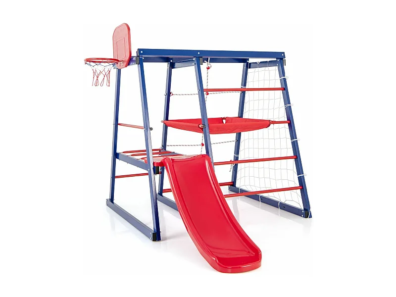 7 en 1 Aire de Jeux d’Escalade Enfant avec Toboggan & Panier de Basketball, Jouet d’Escalade Montessori avec 2 Plateforme,  Charge 120kg pour Enfants de 3-7 Ans
