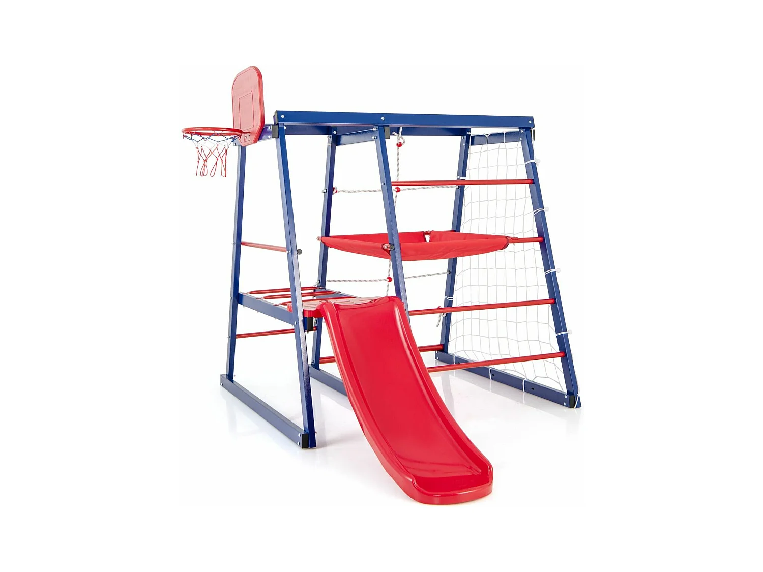 7-in-1 klimtoestel voor kinderen met glijbaan en basketbalring, Montessori-klimtoestel met 2 platforms, draagvermogen 120 kg voor kinderen van 3 tot 7 jaar