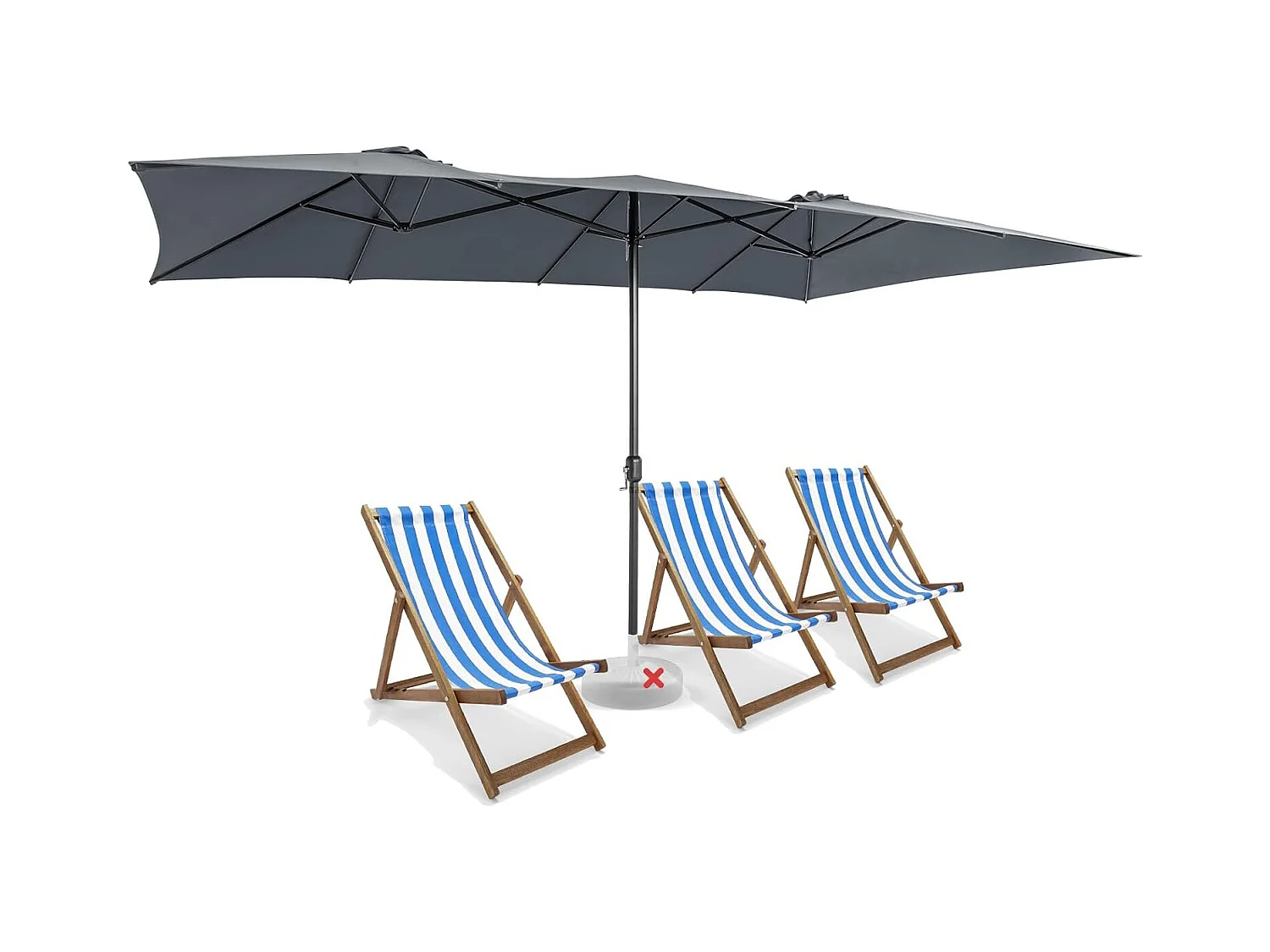 Parasol de Jardin 426 x 260 CM XXL, Parasol Terrasse à 10 côtes Cadre Métal Poignée Manivelle Sommet Ventilé, Grand Parasol Double Jumeau Gris)