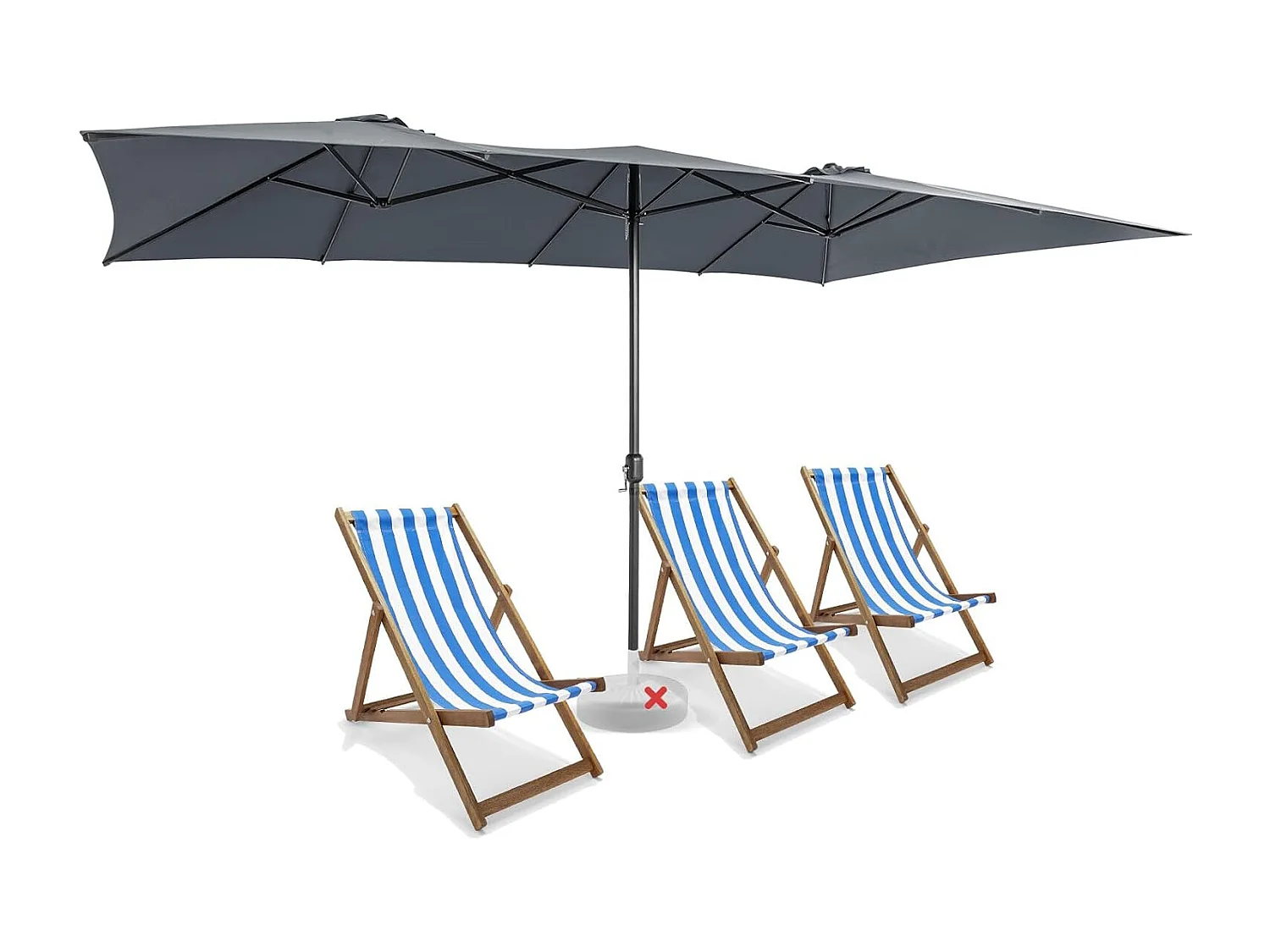 Parasol de Jardin 426 x 260 CM XXL, Parasol Terrasse à 10 côtes Cadre Métal Poignée Manivelle Sommet Ventilé, Grand Parasol Double Jumeau Gris)