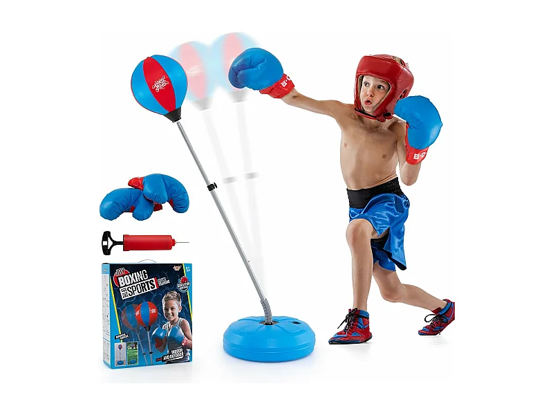 Punchingball sur Pied avec Hauteur Adjustable 120-154CM, Sac de Frappe pour Enfants 8 Ans+ et Adultes, pour Forme Physique et Relâcher la Pression (Bleu)