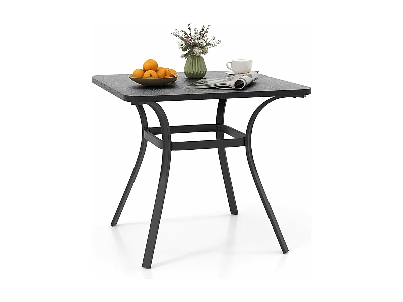 Table de Salle à Manger de Patio en Métal 80 x 80 CM, Table d'Appoint Carrée avec 4 Pieds Incurvés, Table d'Extérieur pour 4 Personnes (Gris)