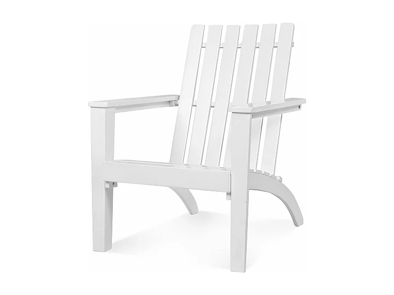 Chaise Adirondack en Bois d'Acacia, Fauteuil Adirondack Classique avec Accoudoir Ergonomique, Convient pour Balcon, Piscine, Cour, Terrasse, Jardin (Blanc)