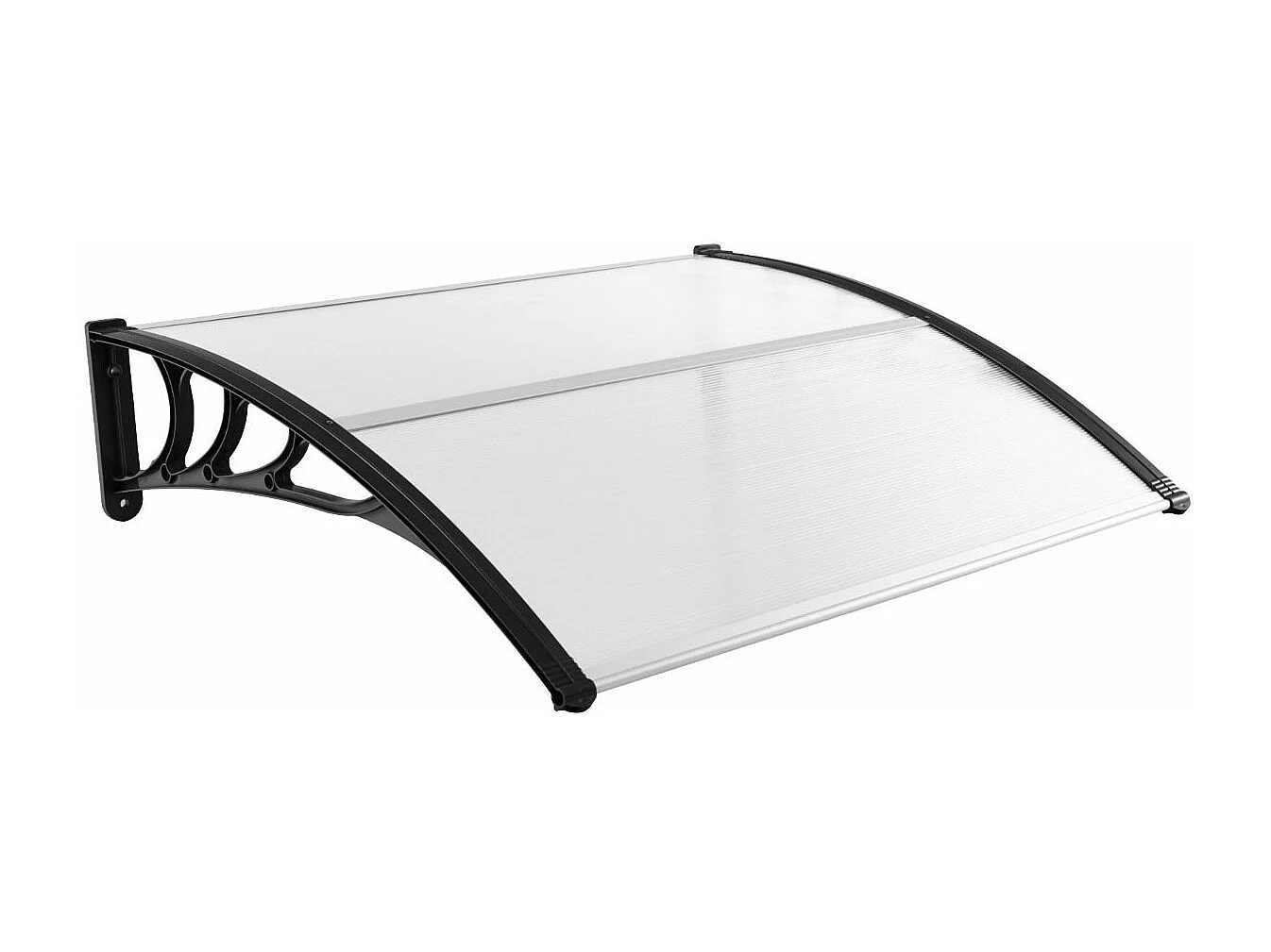 Auvent Porte d'Entree de 122 x 99 cm Protection Solaire, Marquise de Porte et Fenêtre Extérieur Plaque en Polycarbonate Protection Contre Pluie Neige Vent (Noir)