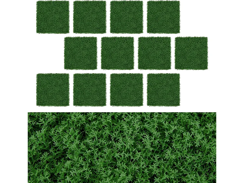 12 Panneaux Muraux en Gazon Artificiel 50,5 x 50,5 cm, Panneaux de Mousse Vert Foncé Synthétique Toile de Fond Murale, Haie d'Intimité pour Jardin