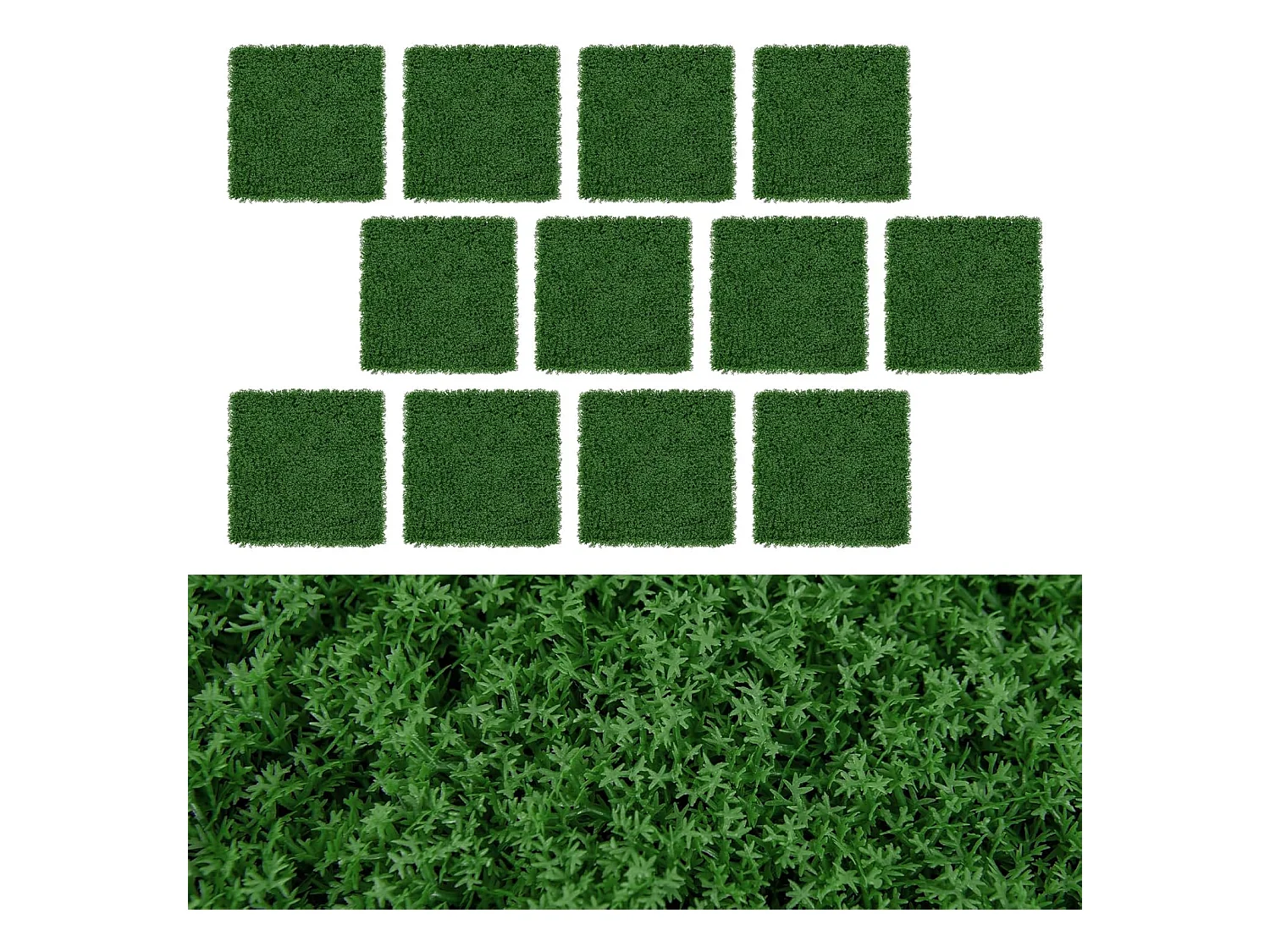 12 Panneaux Muraux en Gazon Artificiel 50,5 x 50,5 cm, Panneaux de Mousse Vert Foncé Synthétique Toile de Fond Murale, Haie d'Intimité pour Jardin