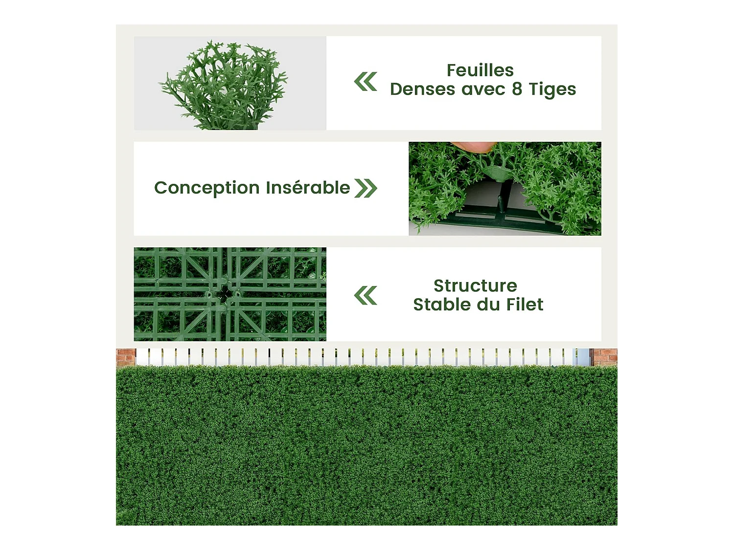 12 Panneaux Muraux en Gazon Artificiel 50,5 x 50,5 cm, Panneaux de Mousse Vert Foncé Synthétique Toile de Fond Murale, Haie d'Intimité pour Jardin