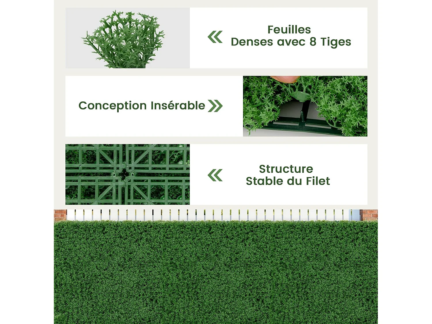 12 Panneaux Muraux en Gazon Artificiel 50,5 x 50,5 cm, Panneaux de Mousse Vert Foncé Synthétique Toile de Fond Murale, Haie d'Intimité pour Jardin